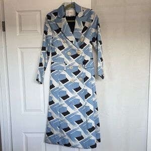 Stylish Blue and Black  Trench Coat